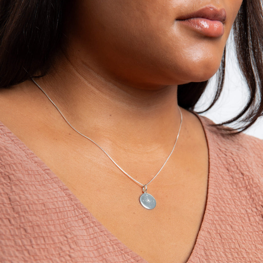 Beginnings Compass Design Disc Pendant