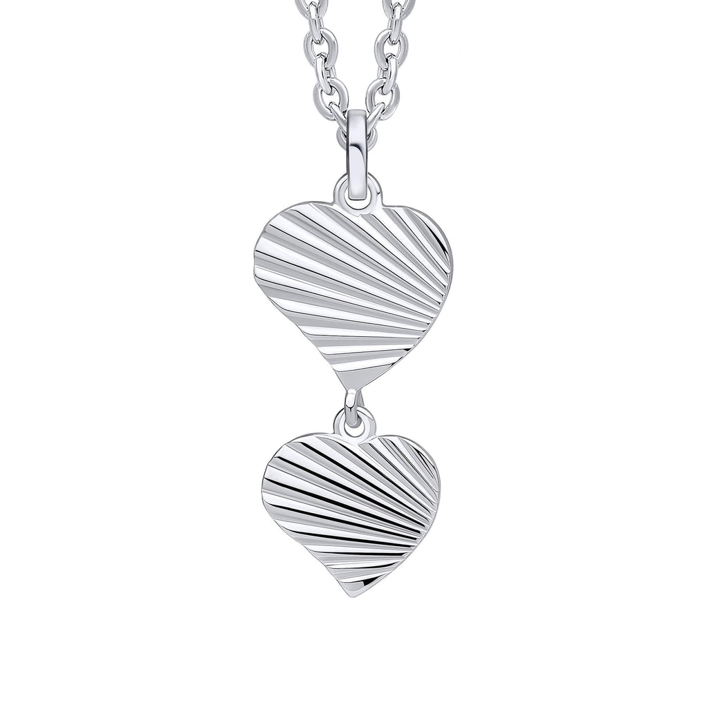 Beginnings Diamond Cut Double Heart Drop Pendant