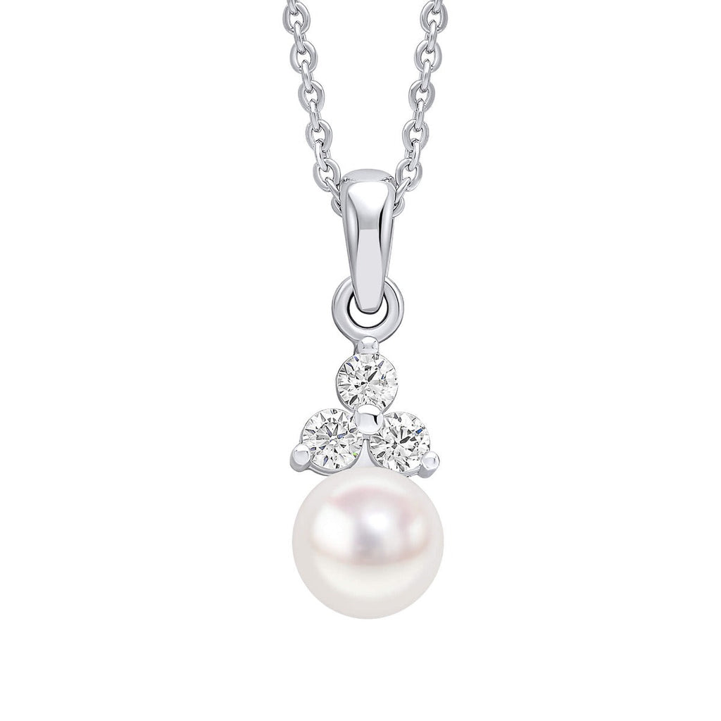 Beginnings Shell Pearl Drop Pendant with Cubic Zirconia