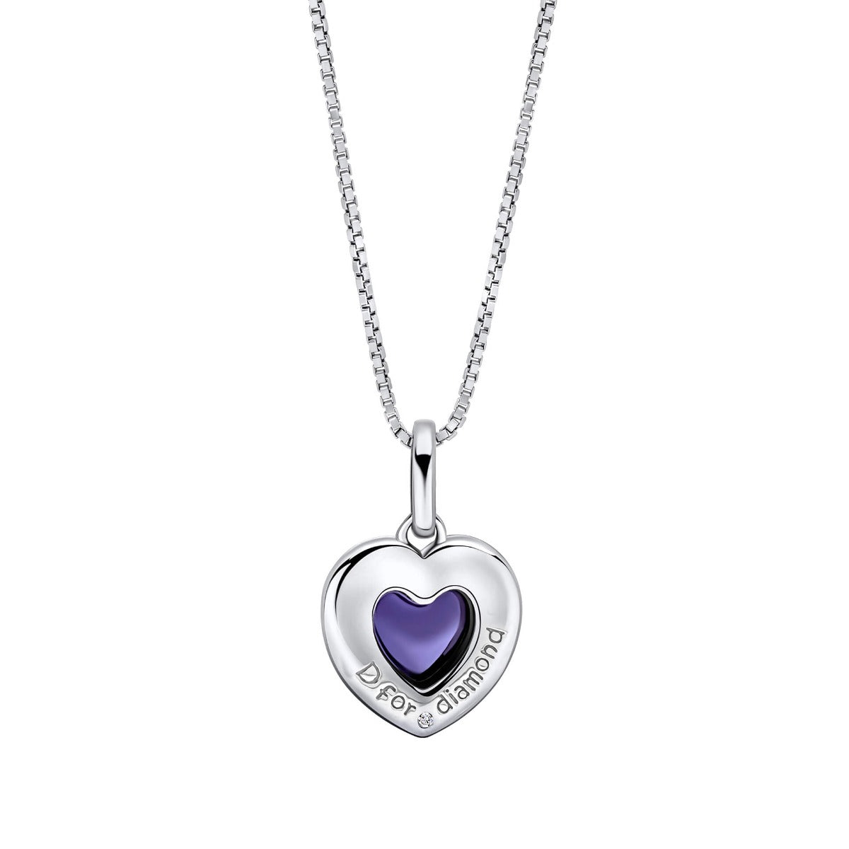D For Diamond Heart Shape Mood Stone Pendant with Diamond