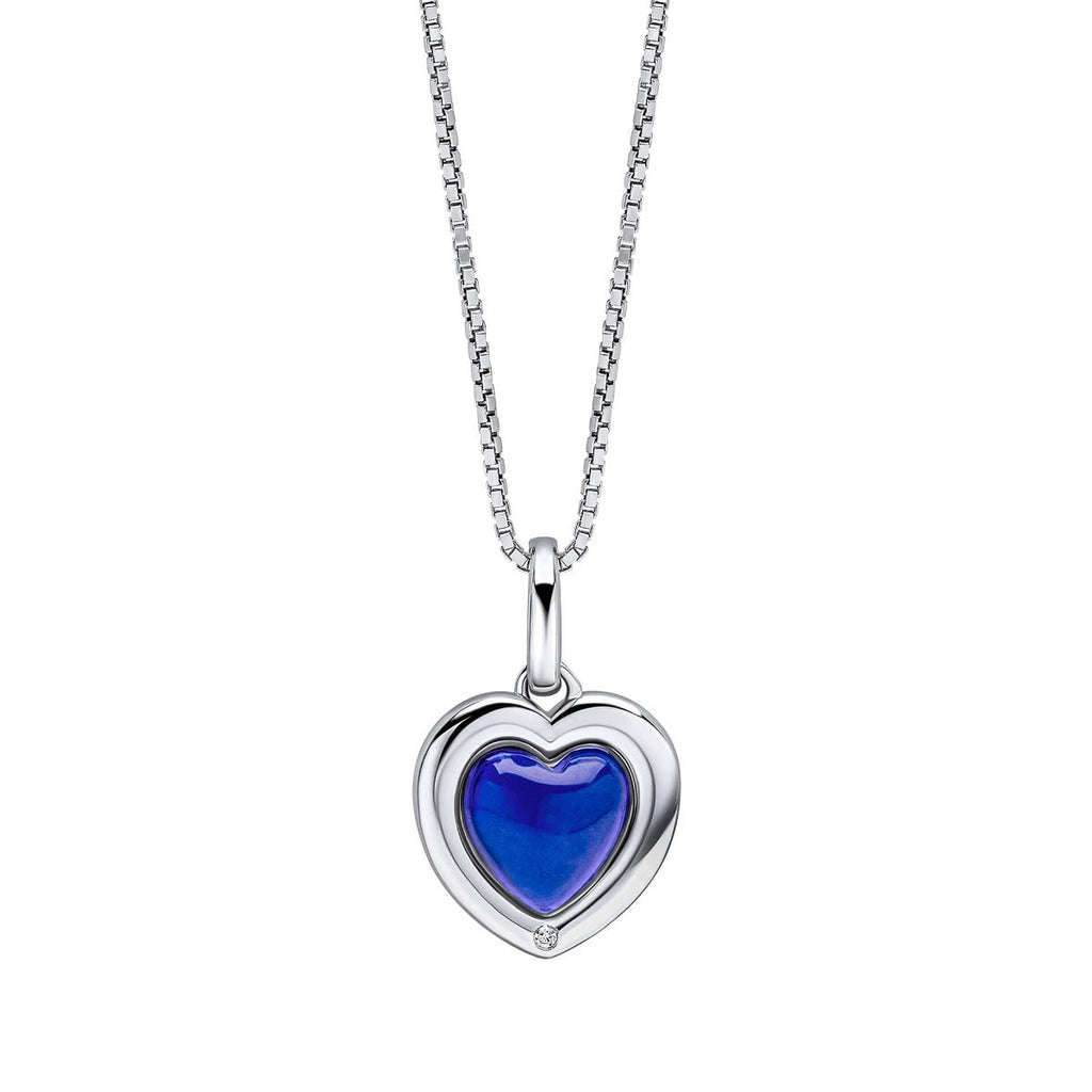 D For Diamond Heart Shape Mood Stone Pendant with Diamond