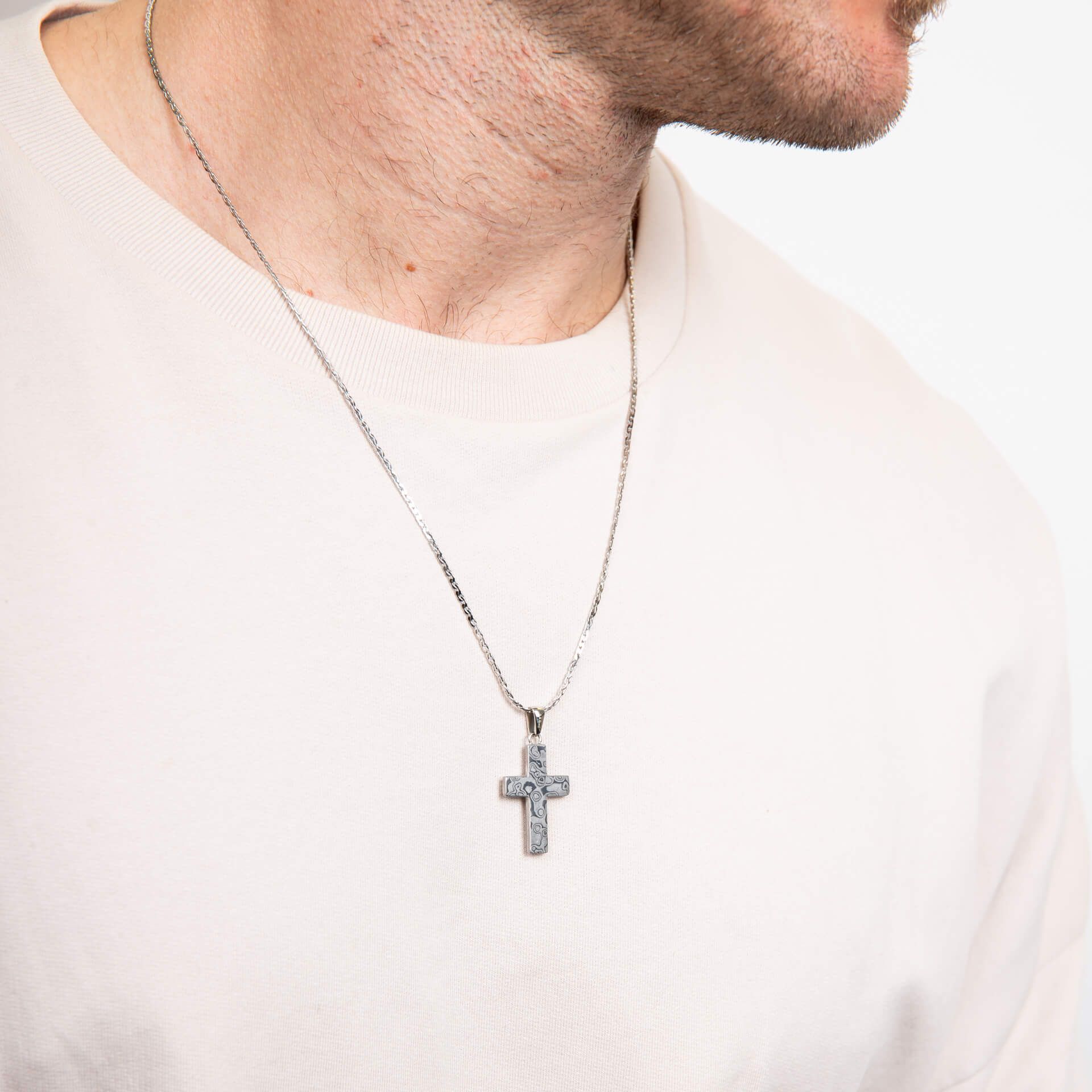 Fred Bennett Damascus Steel Cross Pendant