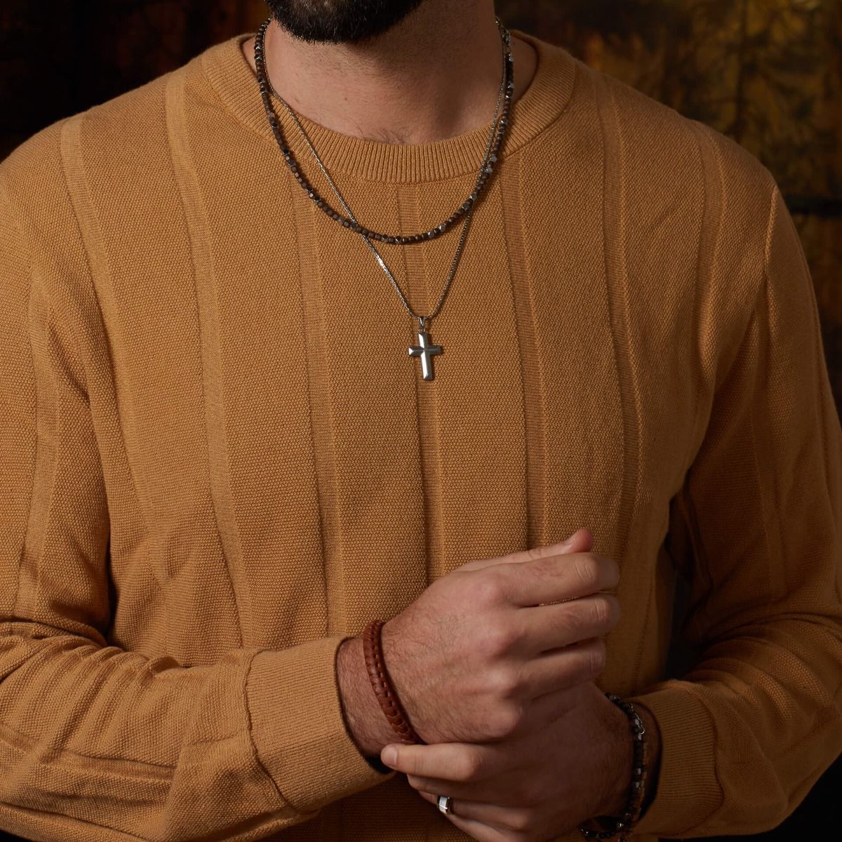 Fred Bennett Damascus Steel Cross Pendant