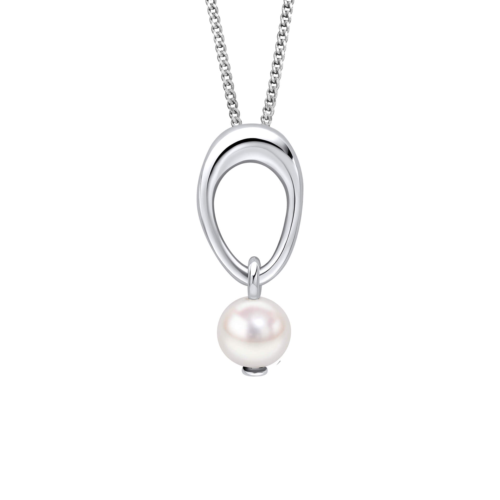 Beginnings Open Organic Oval and Freshwater Pearl Drop Pendant