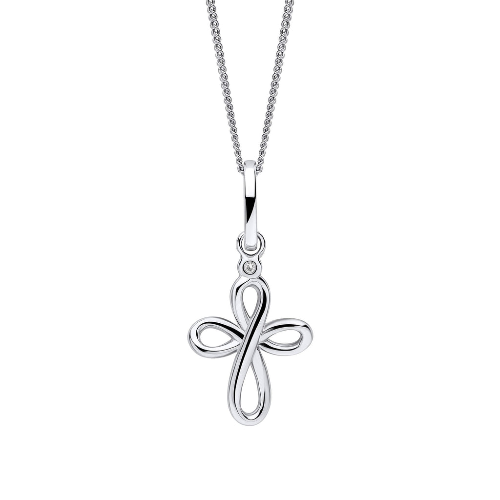 D For Diamond Organic Swirl Cross Pendant with Diamond