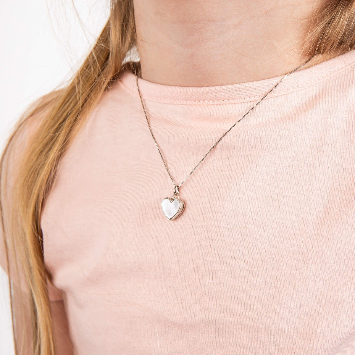D For Diamond Mother of Pearl Heart Locket with Diamond