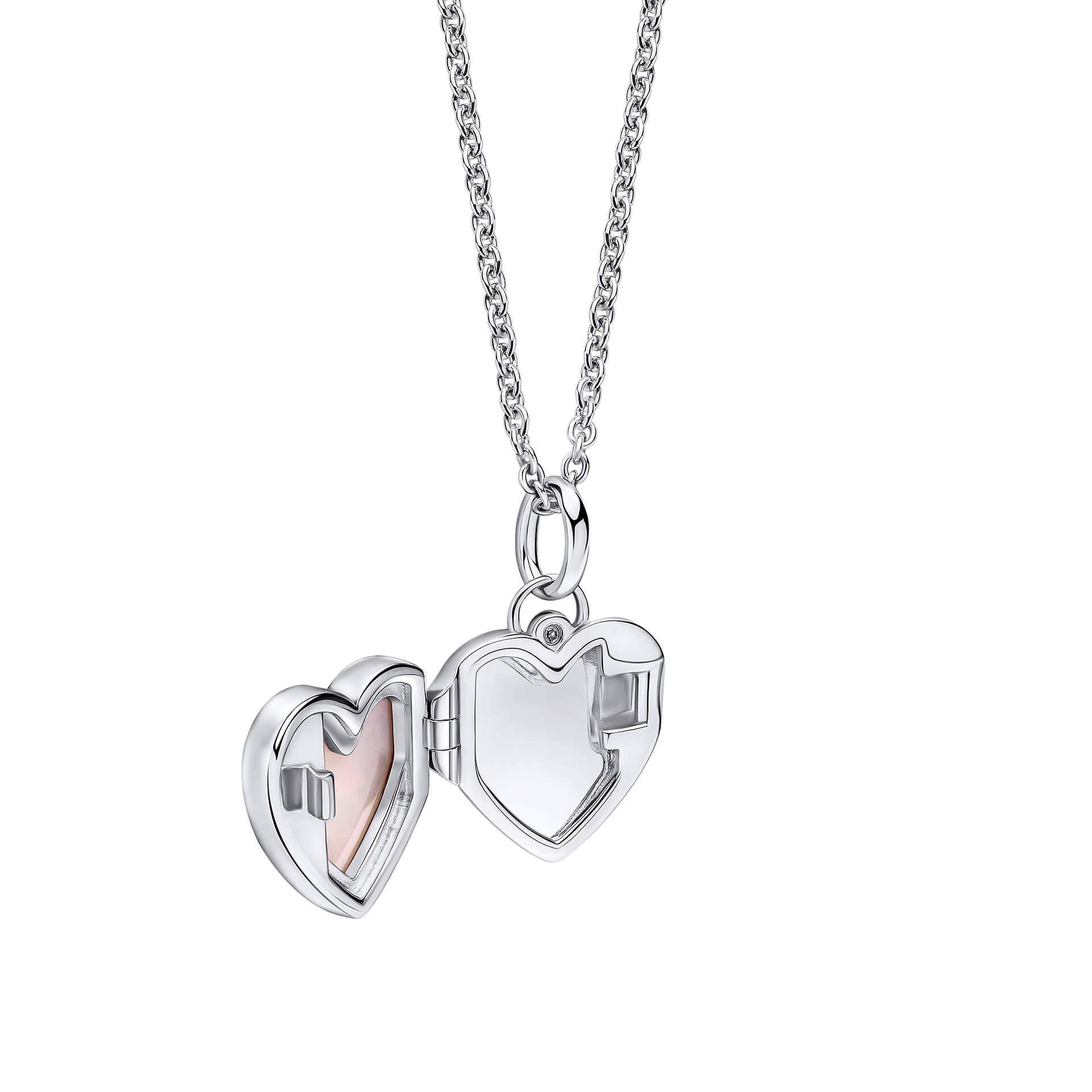 D For Diamond Mother of Pearl Heart Locket with Diamond