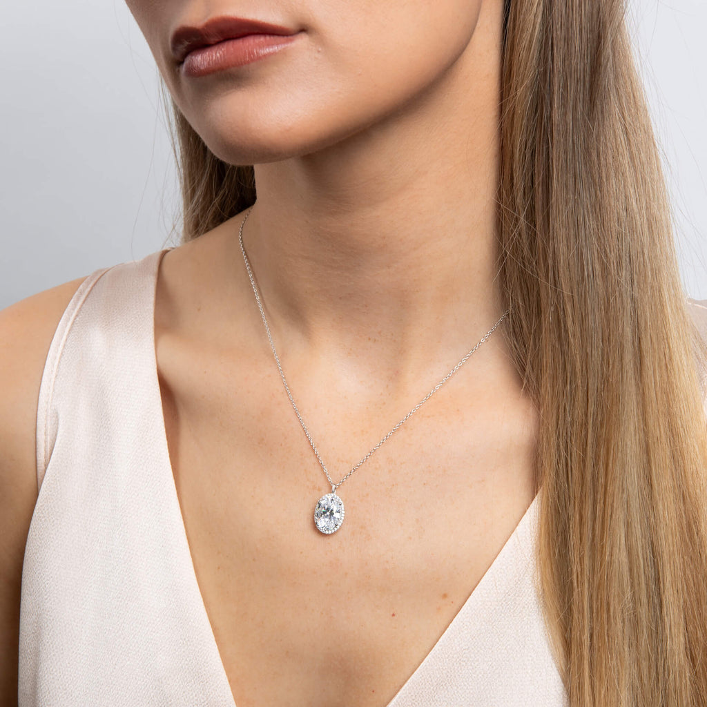Diamonfire Oval Halo Pendant