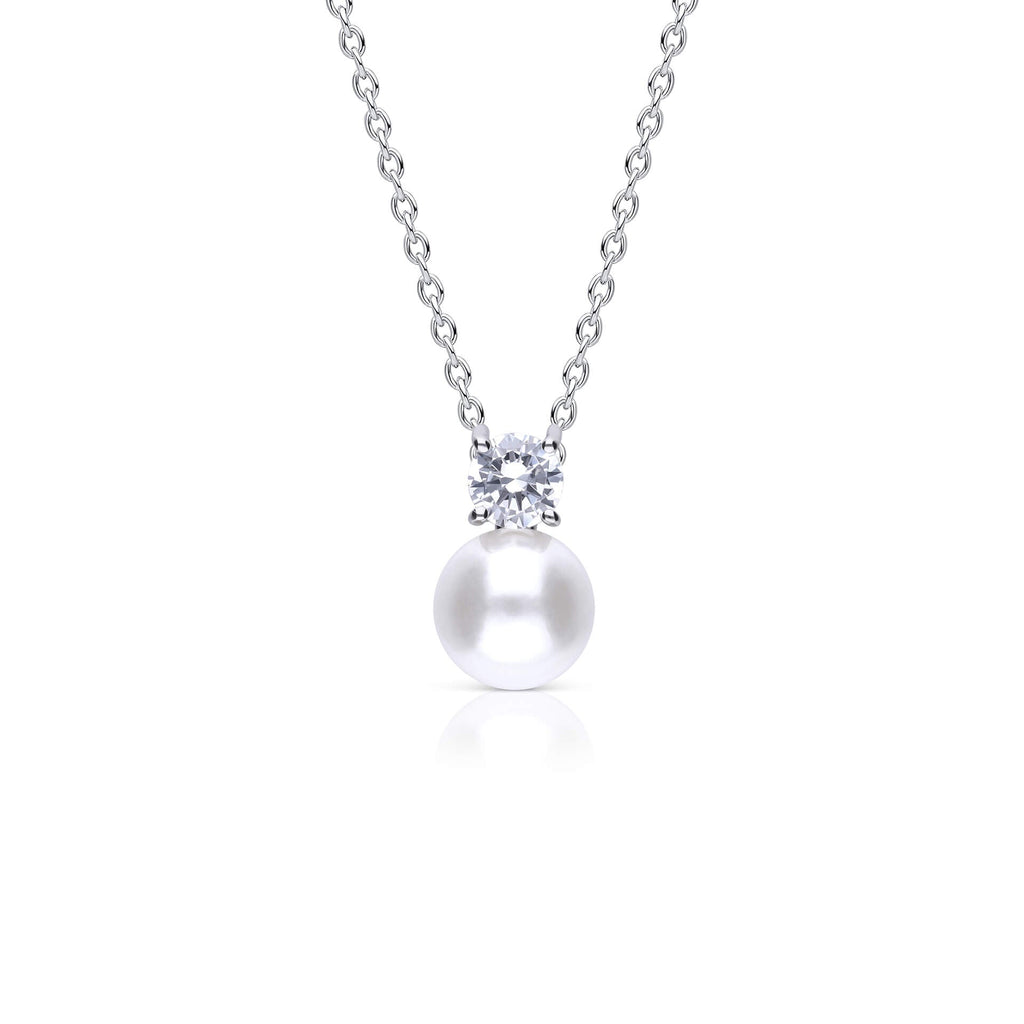 Diamonfire Claw Set Solitaire Zirconia and Shell Pearl Pendant
