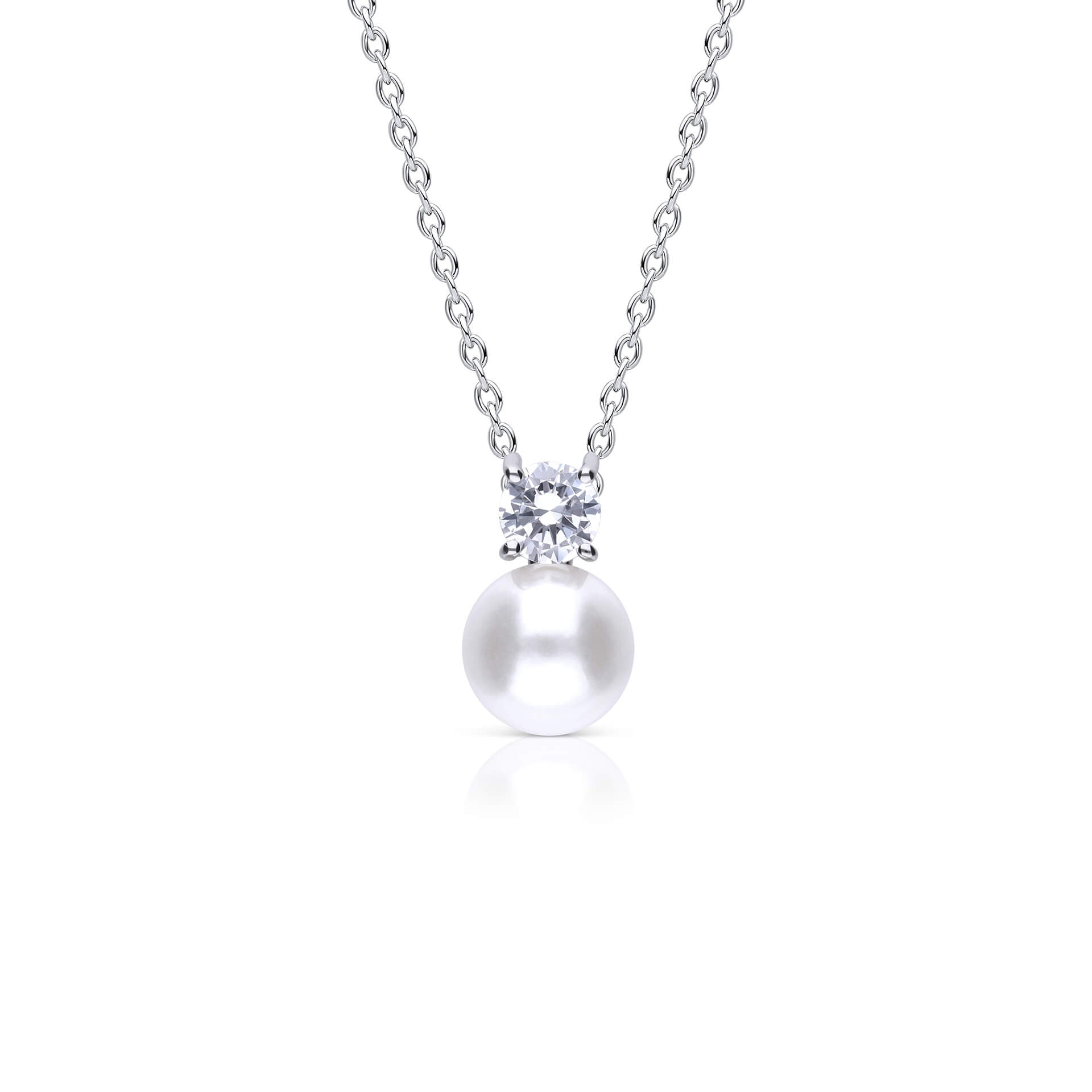 Diamonfire Claw Set Solitaire Zirconia and Shell Pearl Pendant