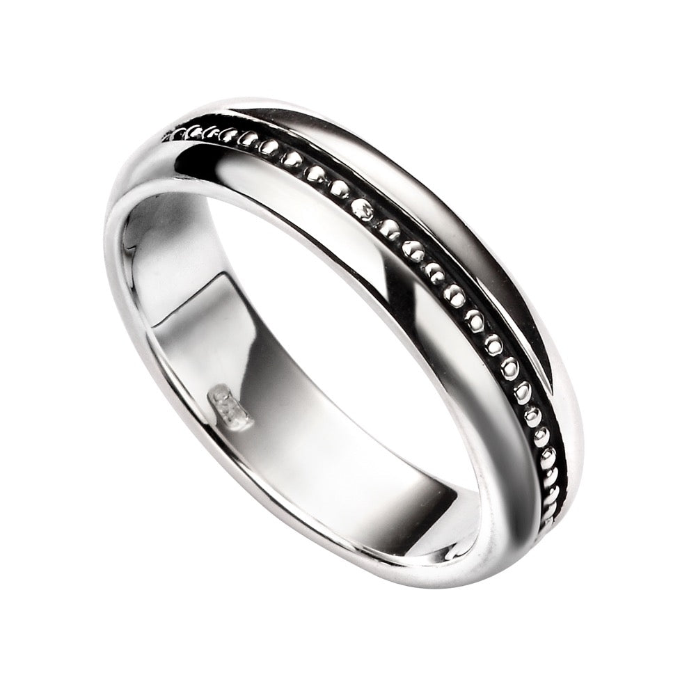 Beginnings Oxidised Inset Pattern Ring