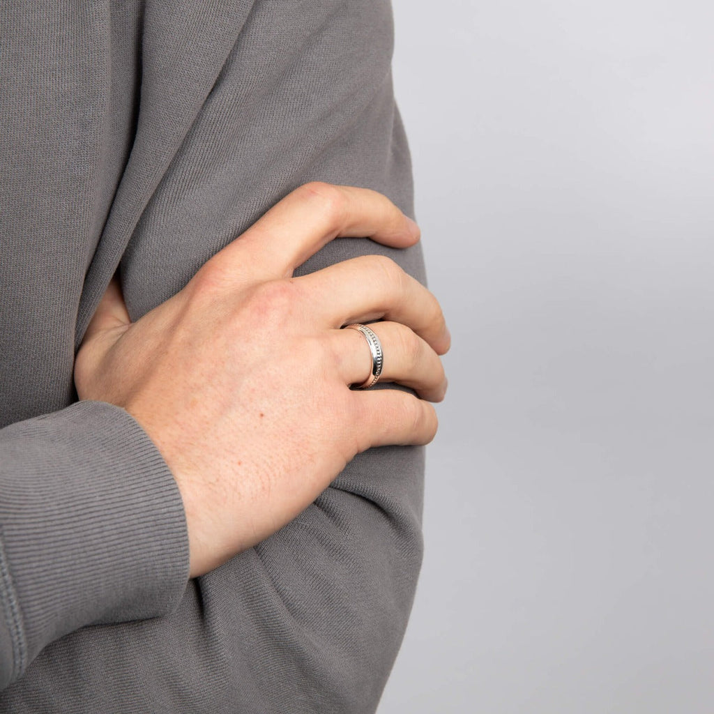 Beginnings Oxidised Inset Pattern Ring