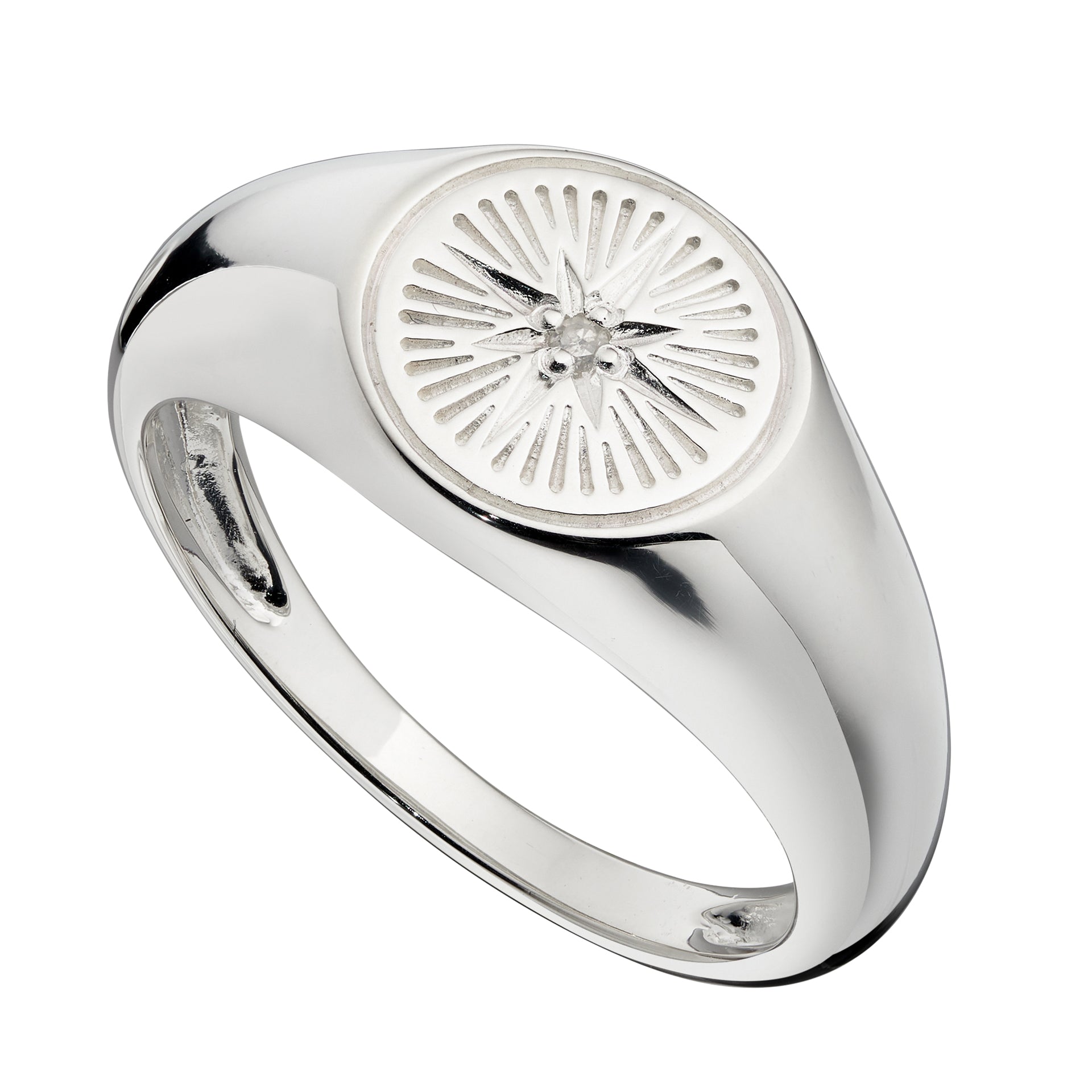 Beginnings Diamond Cut Signet Ring with CZ