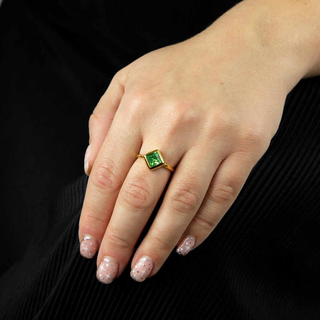 Beginnings Square Kite Ring with Crystal