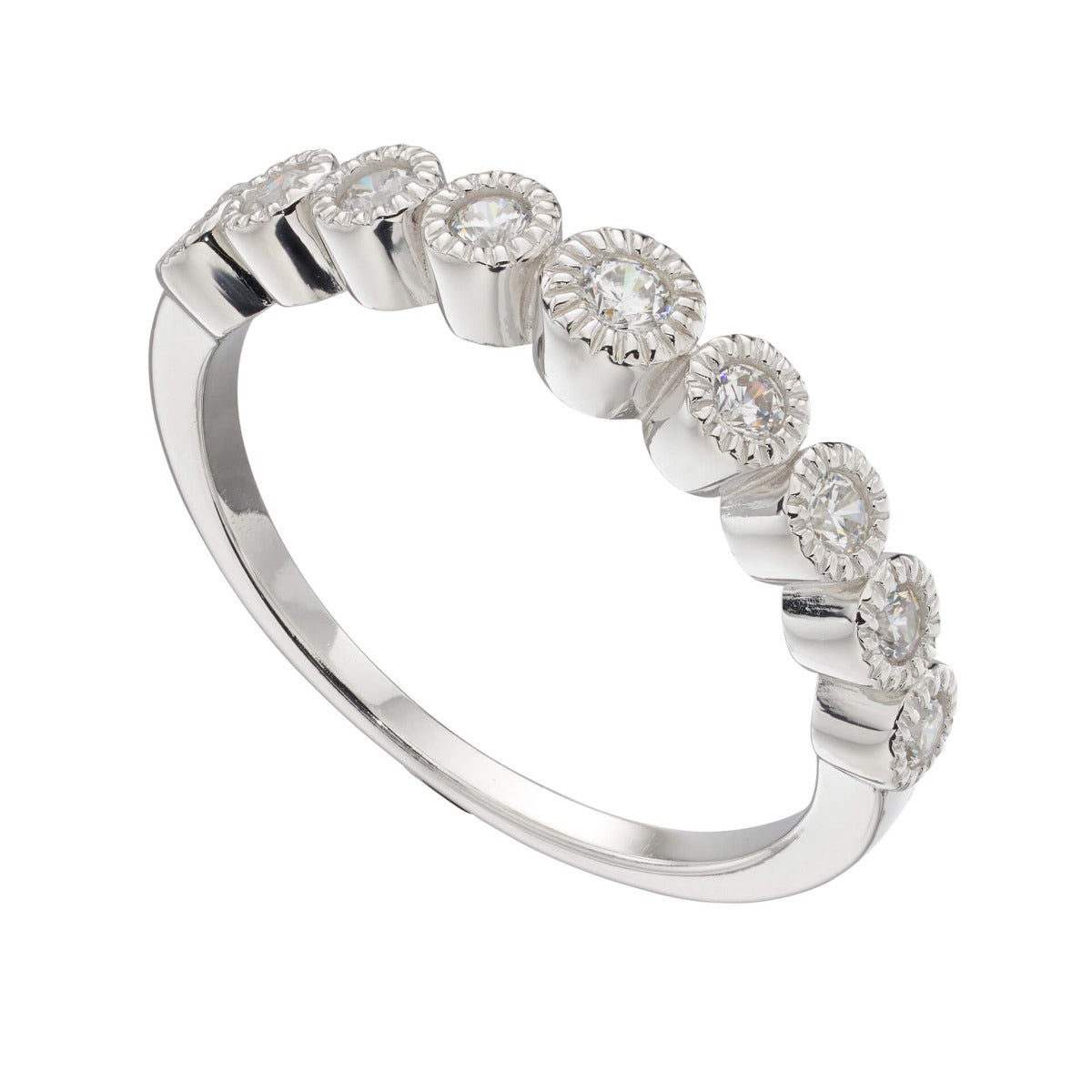 Beginnings Millegrain Edge Cubic Zirconia Ring