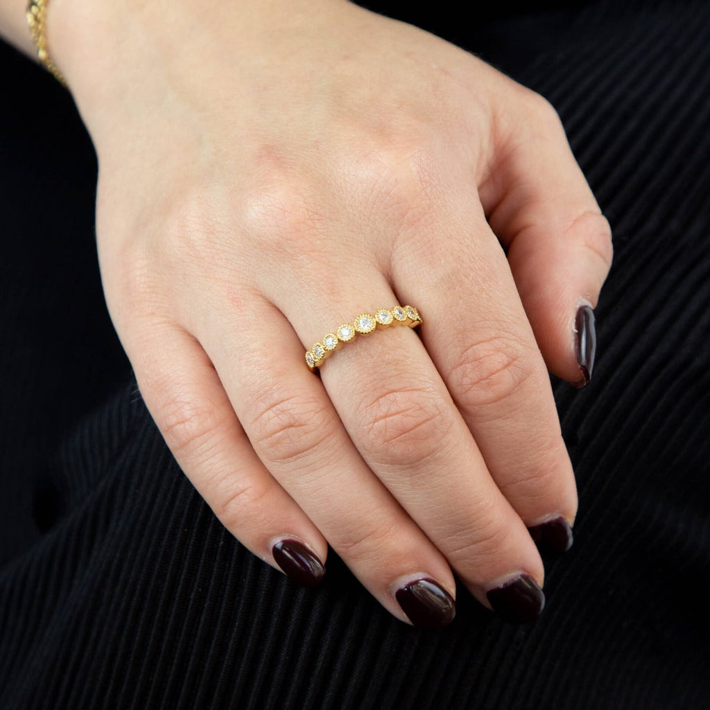 Beginnings Millegrain Edge Cubic Zirconia Ring