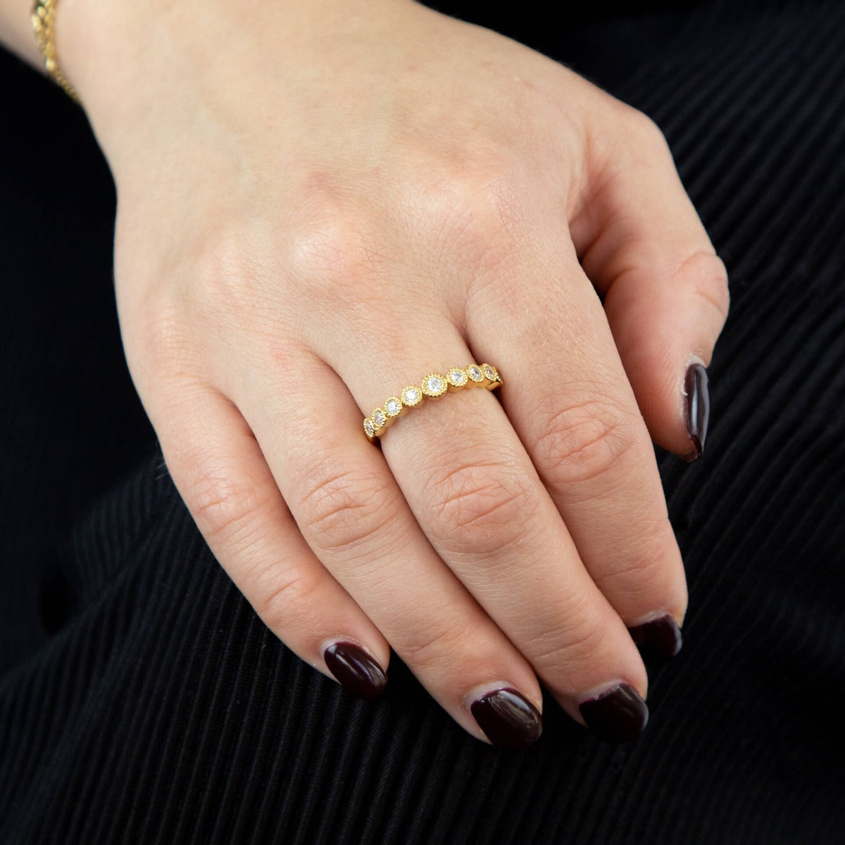 Beginnings Millegrain Edge Cubic Zirconia Ring