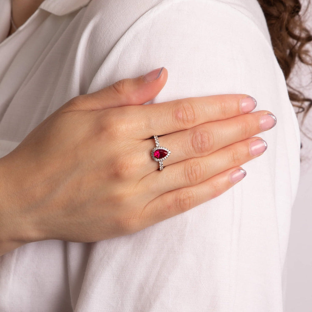 Diamonfire Teardrop and Pave Surround Ring