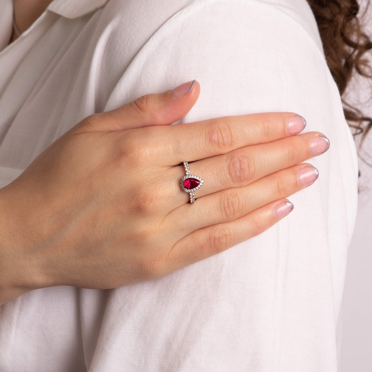 Diamonfire Teardrop and Pave Surround Ring