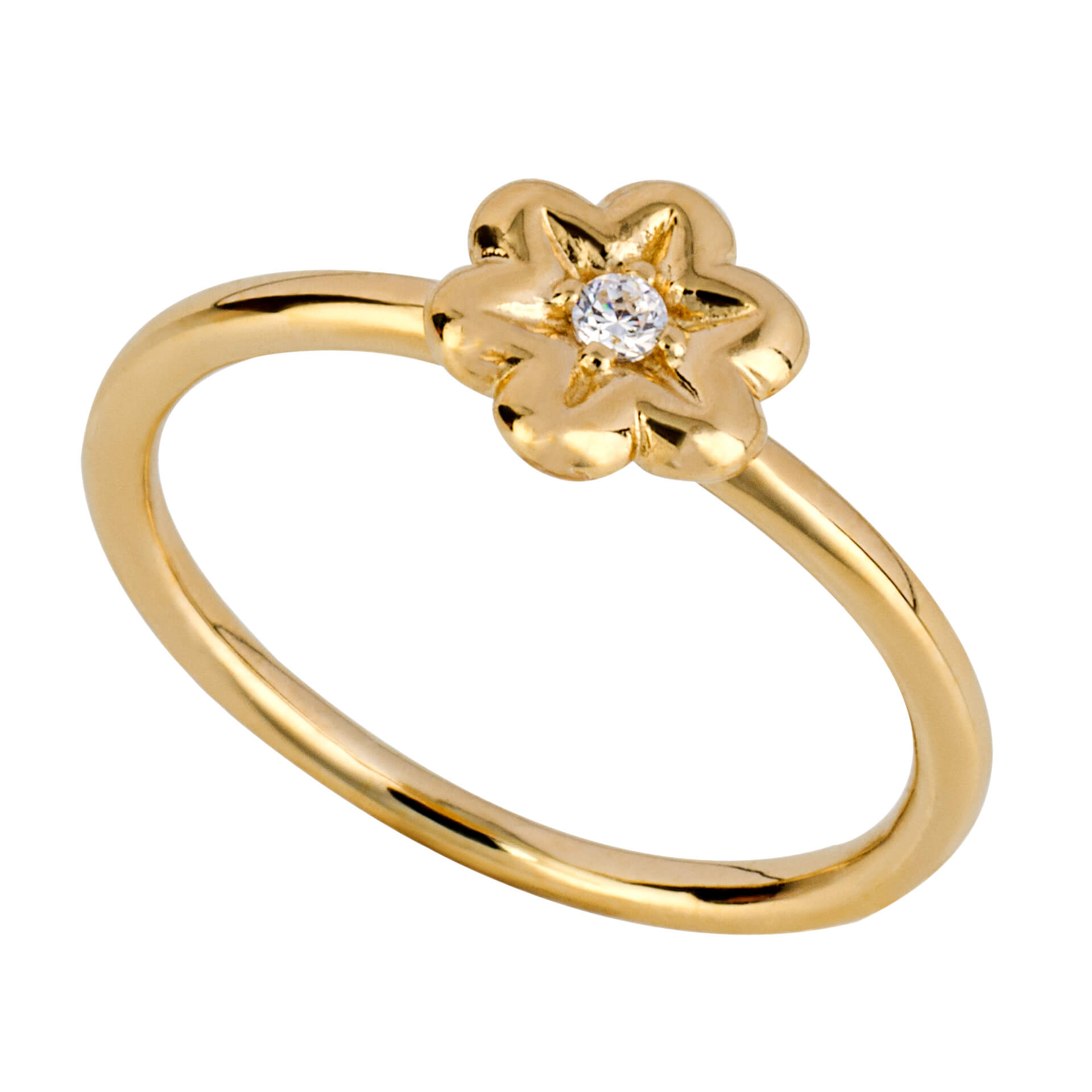 Beginnings Puffed Flower Ring with CZ