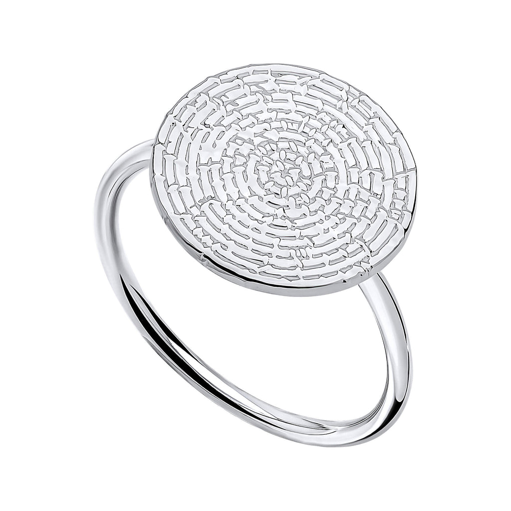Beginnings Ripple Texture Round Disc Ring