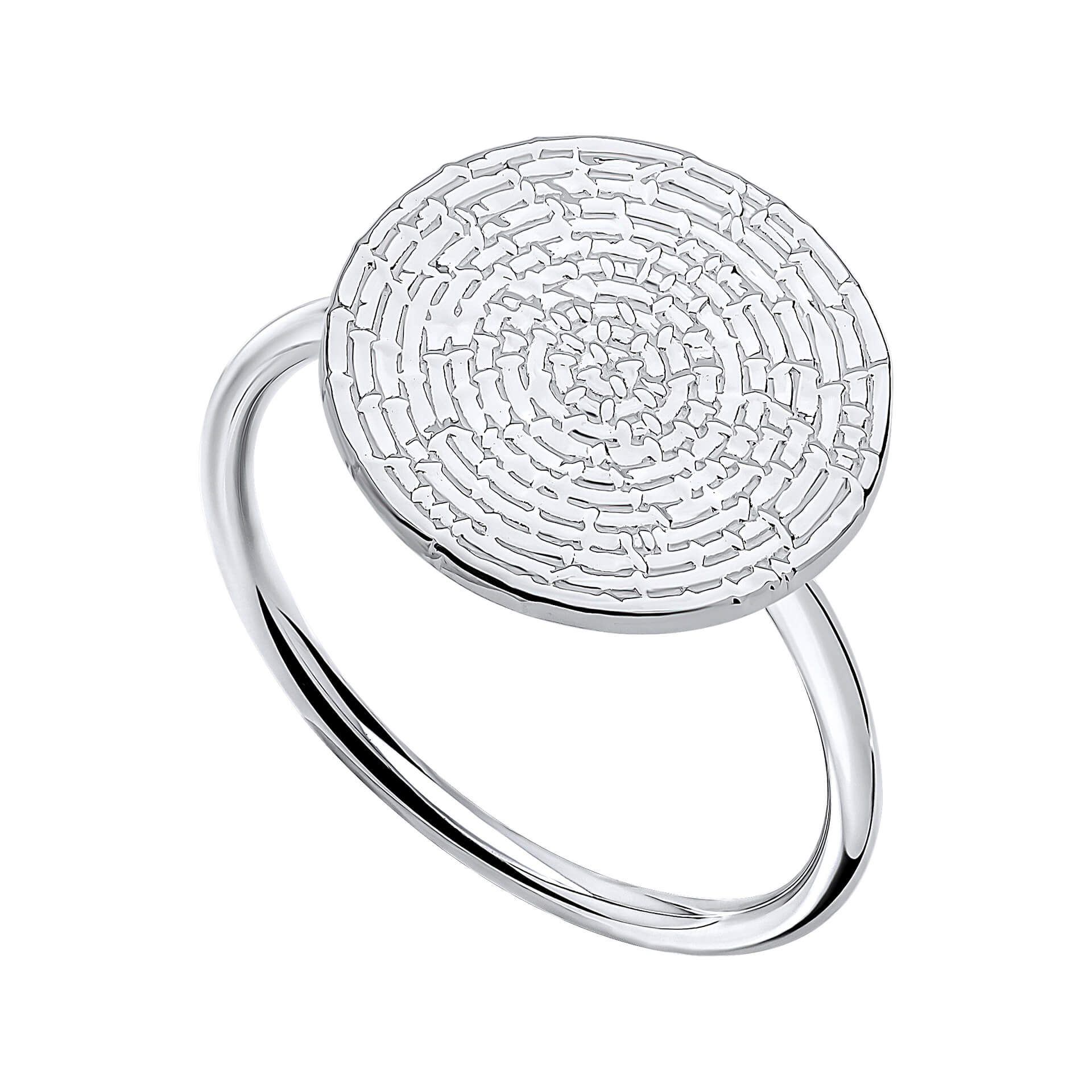 Beginnings Ripple Texture Round Disc Ring