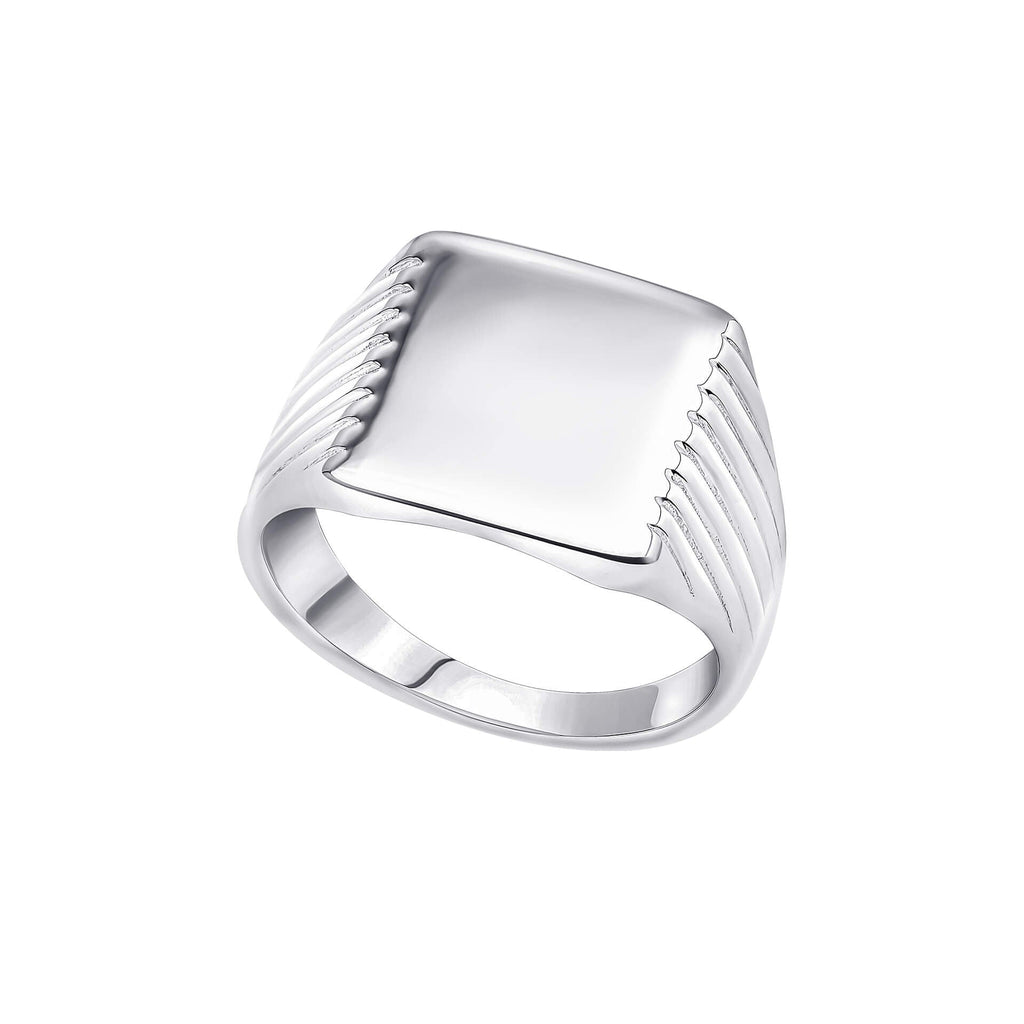 Beginnings Square Signet Ring with Ridged Sides
