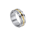 Fred Bennett Gold Stripe Stainless Steel Spinner Ring