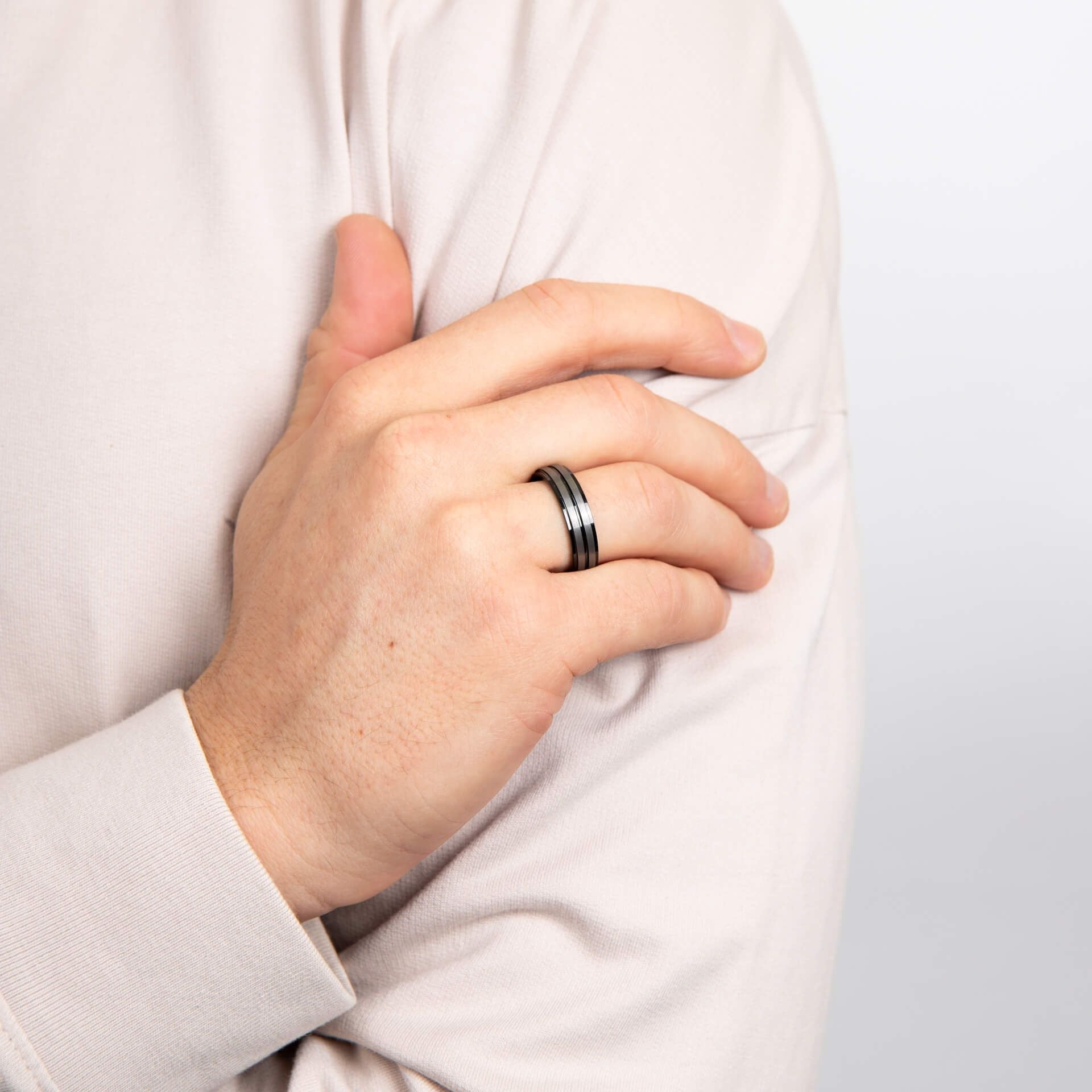 Fred Bennett Black Stripe Tungsten Ring