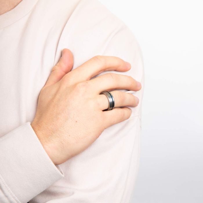 Fred Bennett Blue Inlay Tungsten Ring