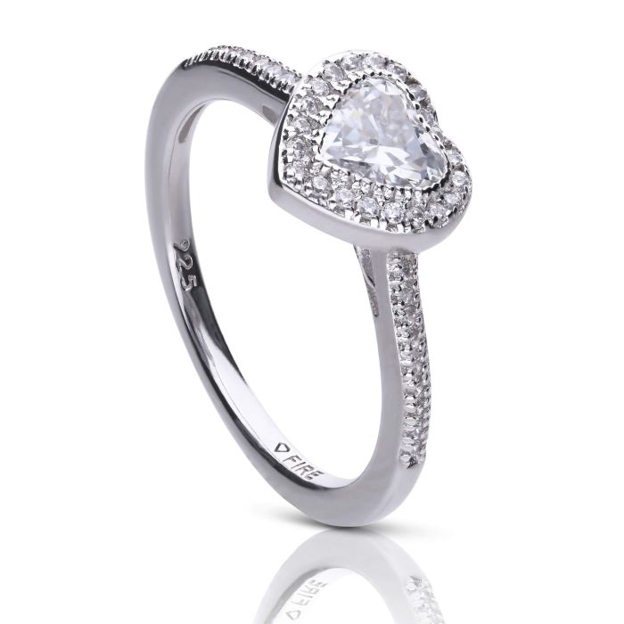 Diamonfire Pave Set Zirconia Heart Ring