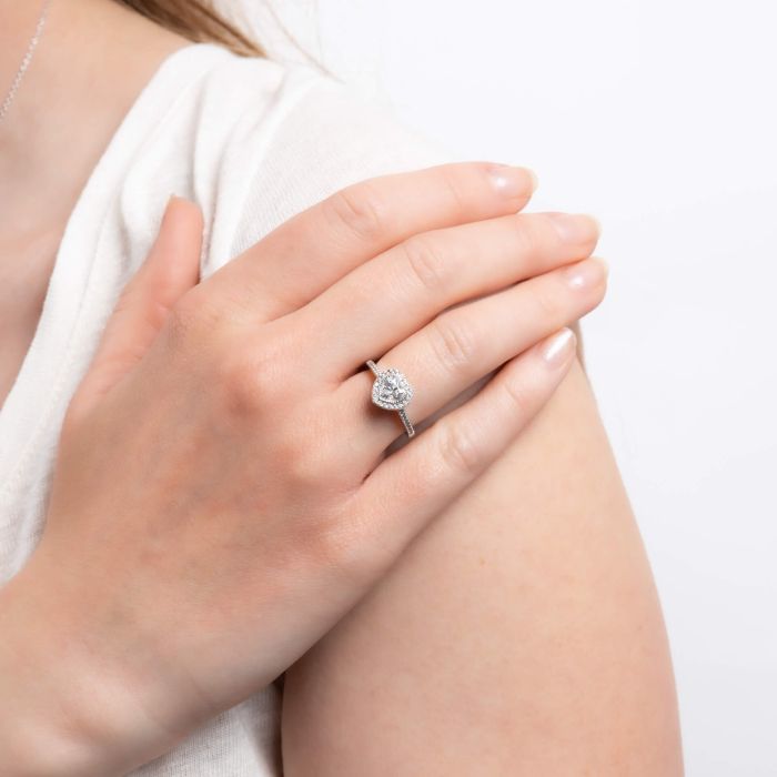 Diamonfire Pave Set Zirconia Heart Ring