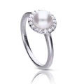 Diamonfire Shell Pearl and Zirconia Halo Ring