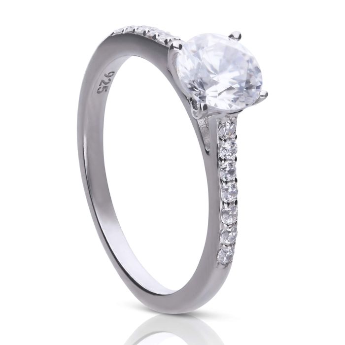 Diamonfire Oval Cut Solitaire Ring with Pave Shoulders