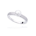 Diamonfire Shell Pearl Ring with Zirconia Shoulders