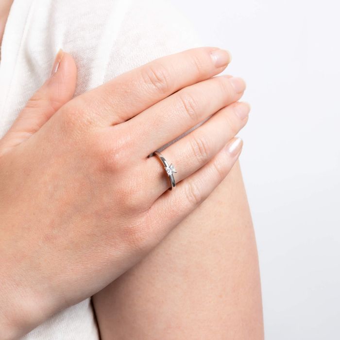 Diamonfire Four Claw Square Solitaire Ring