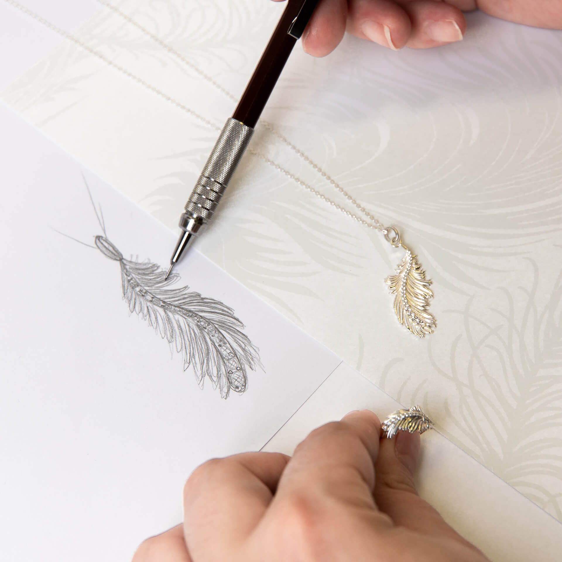 Laura Ashley Silver Plume Feather Necklace
