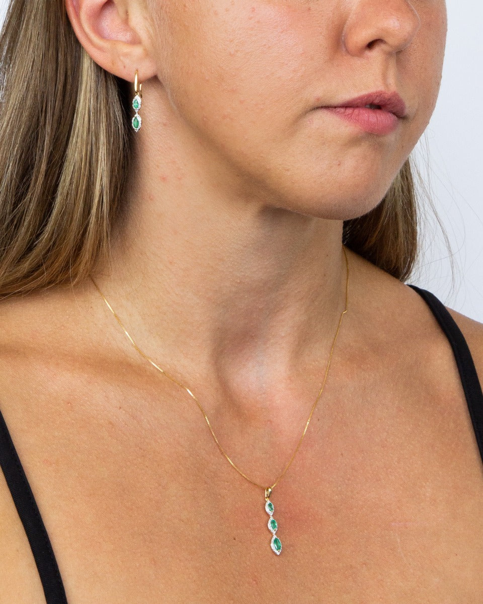 Elements Gold Marquise Double Drop Earrings