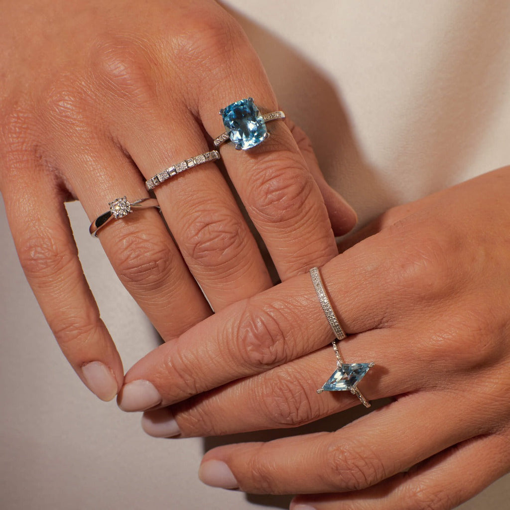Elements Gold Semi-Precious Statement Ring with Diamond Shoulder