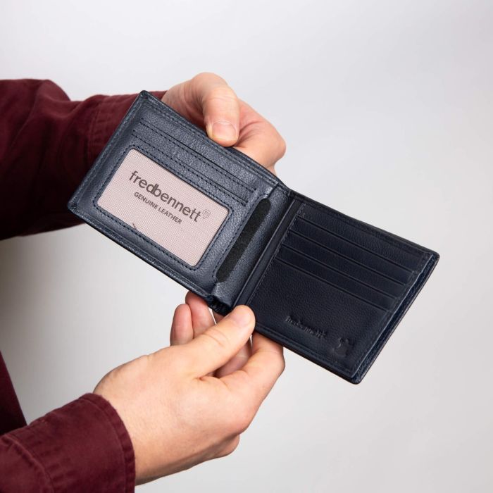 Fred Bennett Navy Blue Leather Wallet