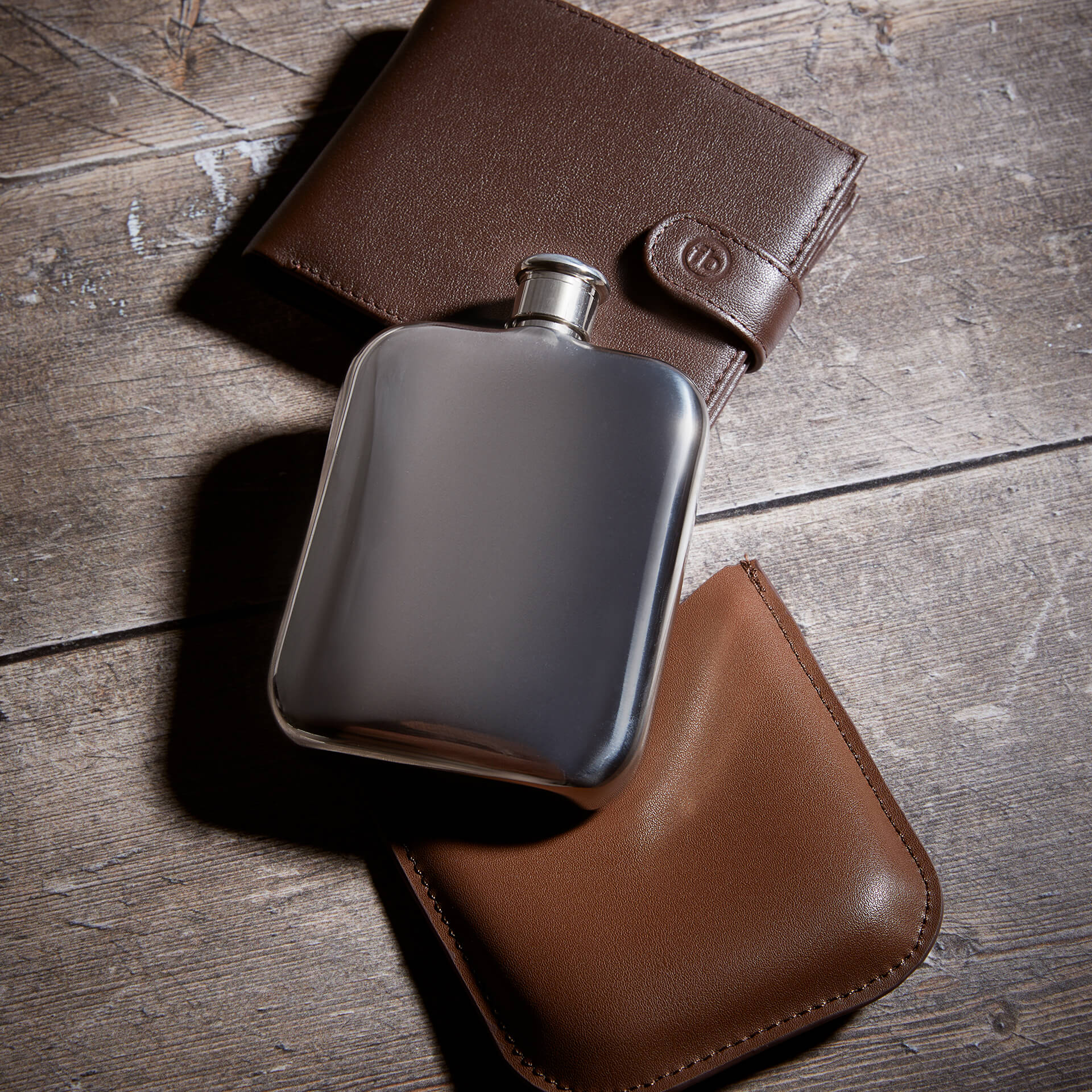Fred Bennett Hip Flask with Leather Sleeve