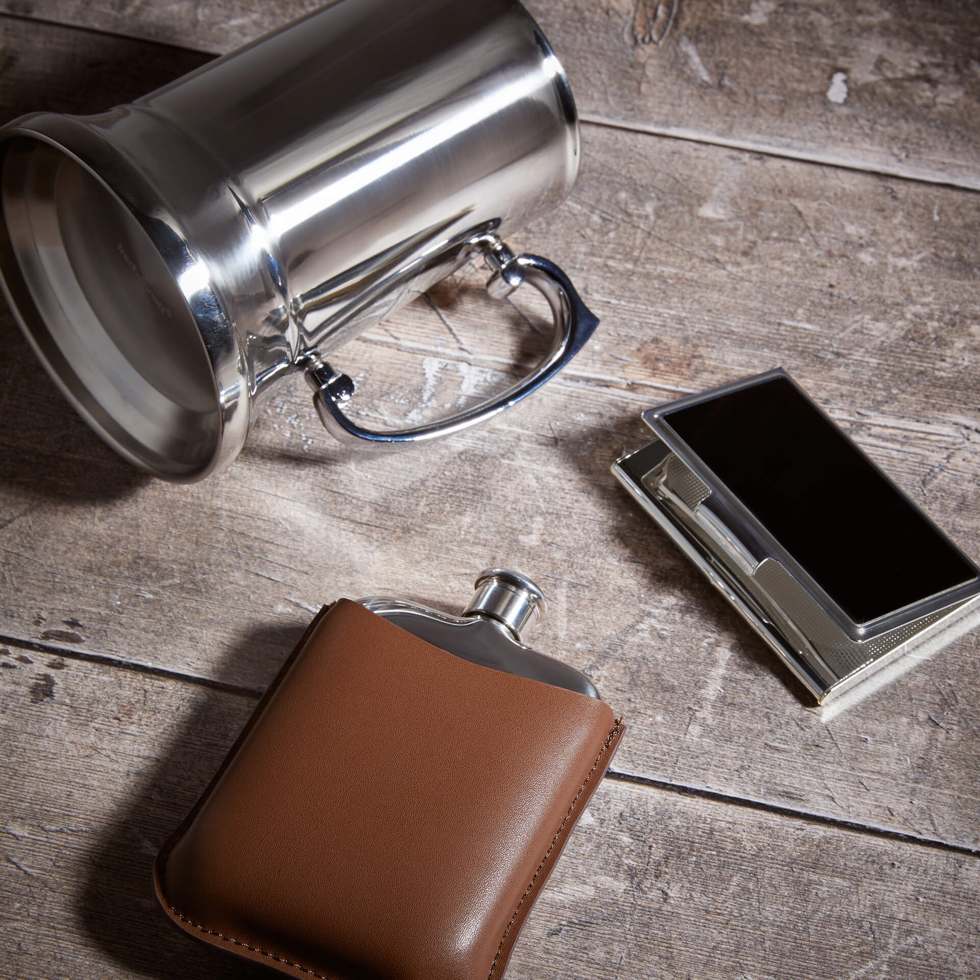 Fred Bennett Hip Flask with Leather Sleeve