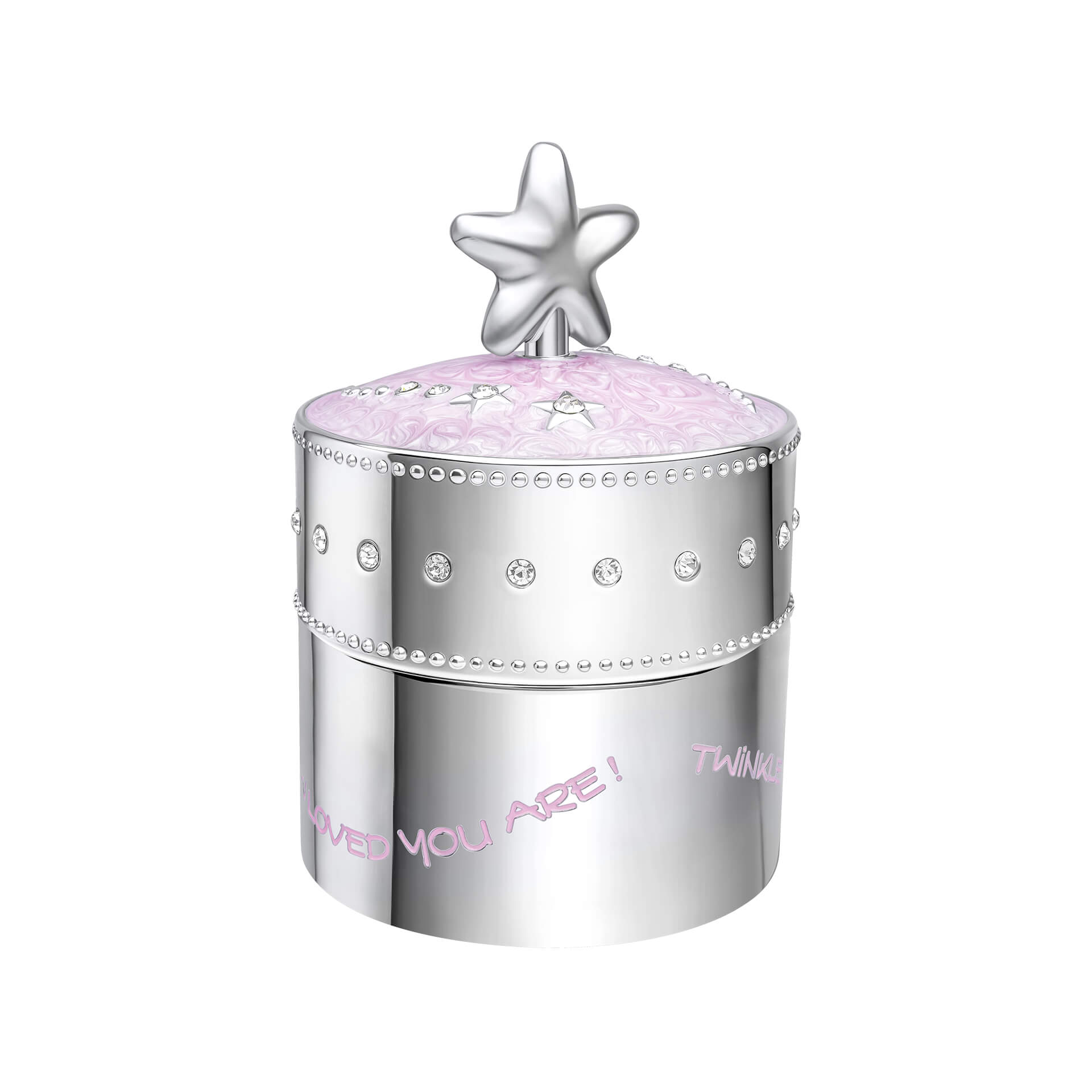 D For Diamond Pink Star Music Trinket Box with Crystal