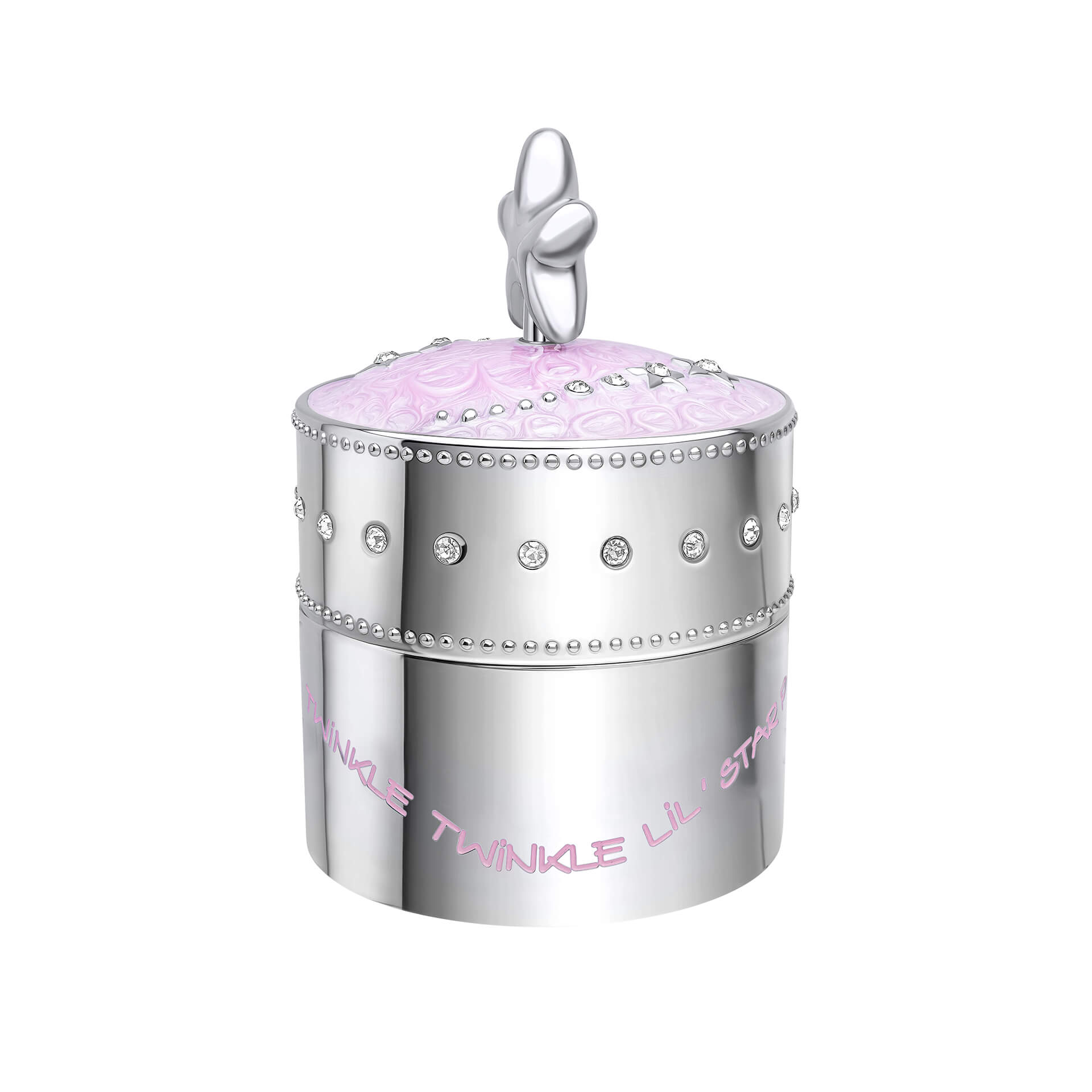 D For Diamond Pink Star Music Trinket Box with Crystal